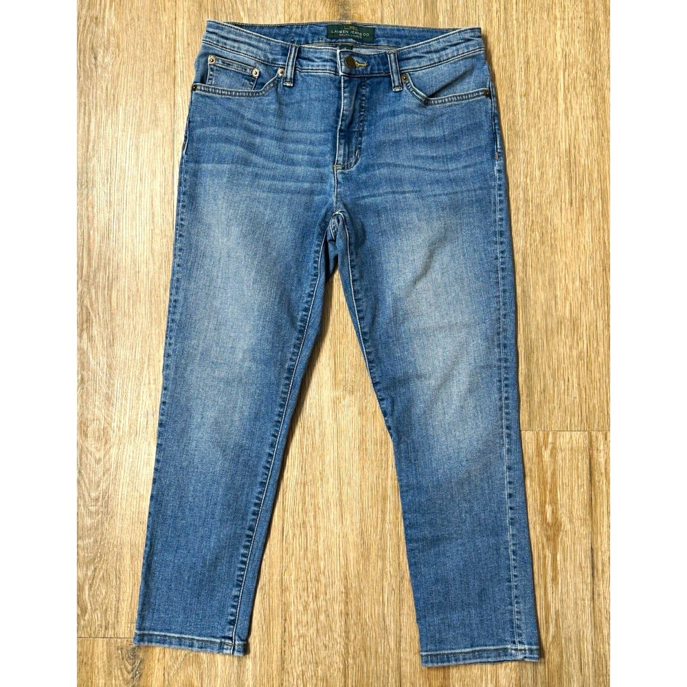 Lauren Ralph Lauren Mid Rise Jeans Womens 6 Blue Stretch Ankle Straight NWOT